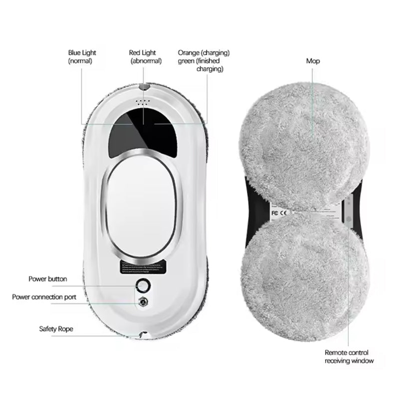 Smart Window Cleaning Robot - Auto-Guided & Remote - Controlled Glass Cleaner - 5600Pa