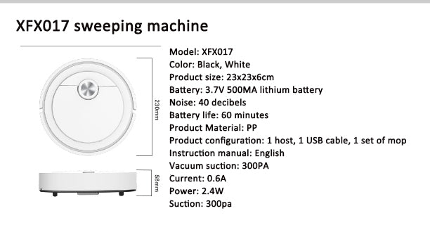 Smart Mini Robotic Vacuum & Mop - Ultra-Quiet Hard Floor Sweeper